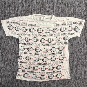 Vintage Disney 101 Dalmatians All Over Print T Shirt Made USA Cartoon Youth 4-6